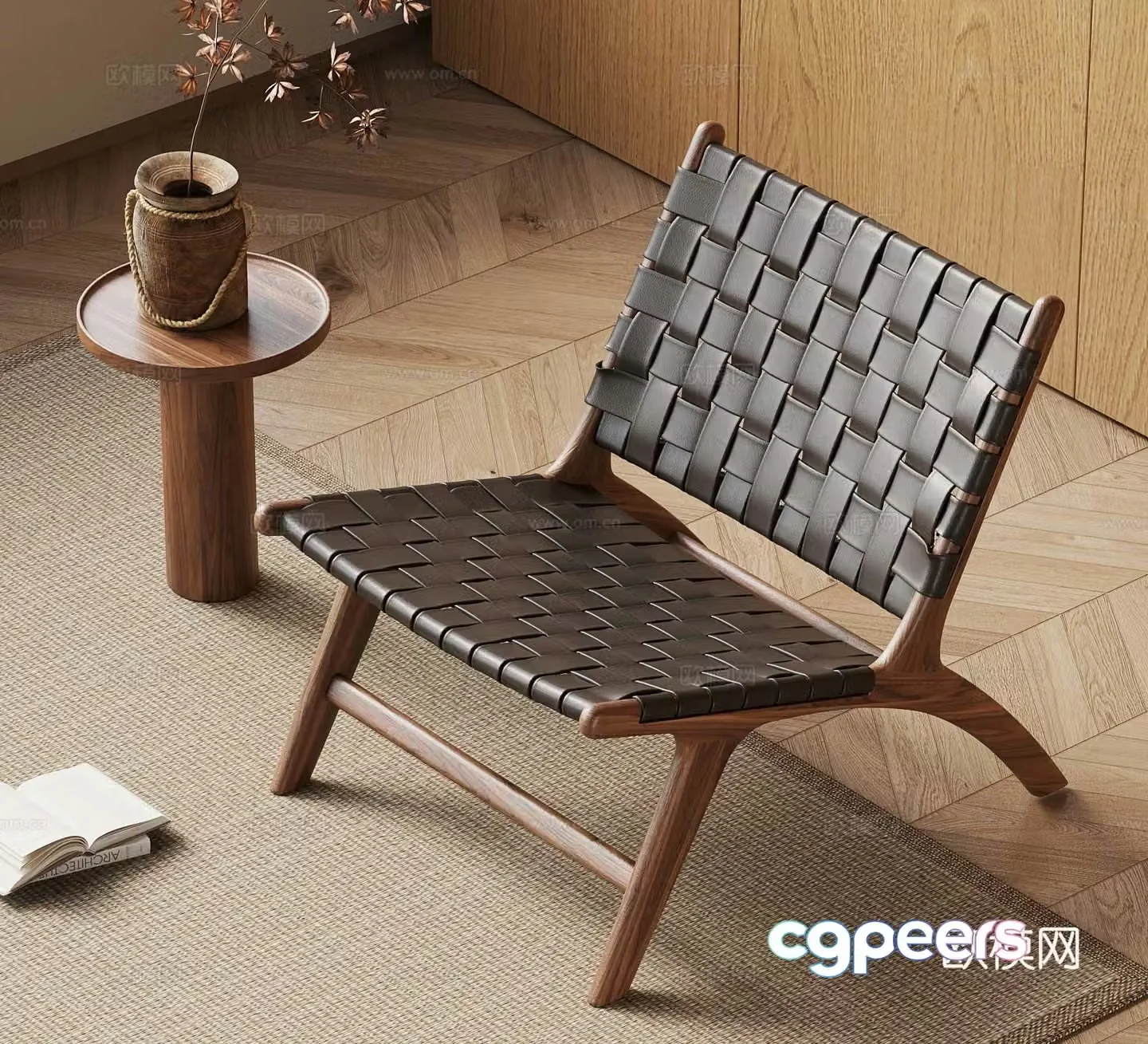 Middle Ages Salis Leisure Chair Leather Chair 3D Model