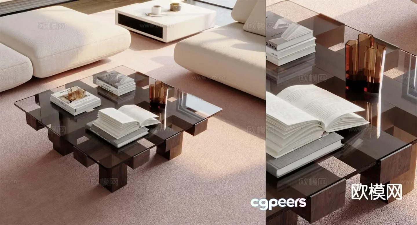 Modern glass coffee table 3d model