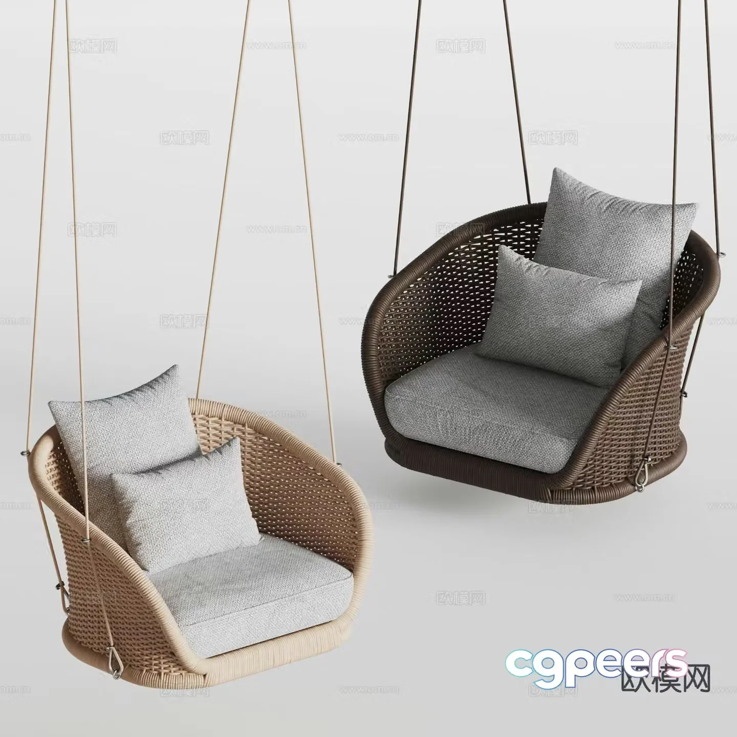 Rattan hanging chair swing chair rocking chair 3d model