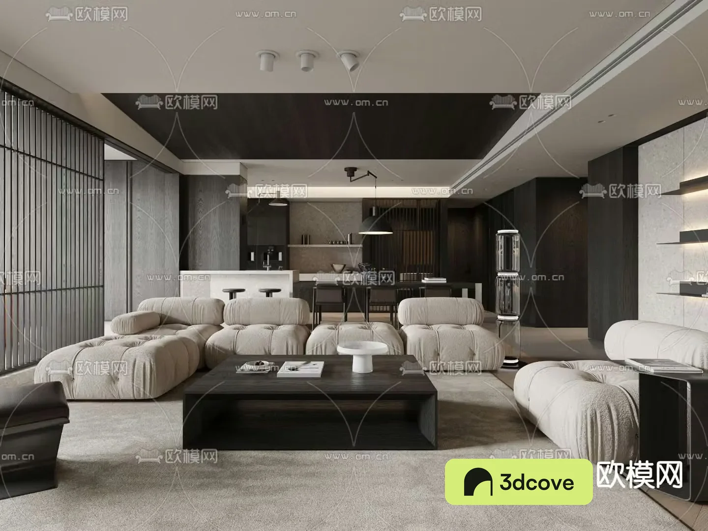 Modern living and dining room