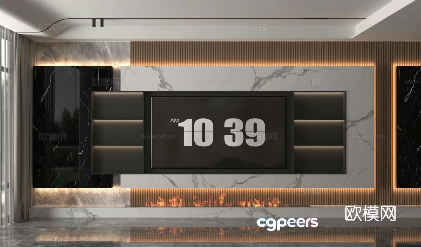 3d model of TV background wall