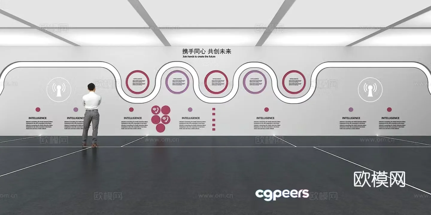 Cultural wall Corporate culture wall Display wall Classroom Exhibition hall Campus culture Corridor 3D model