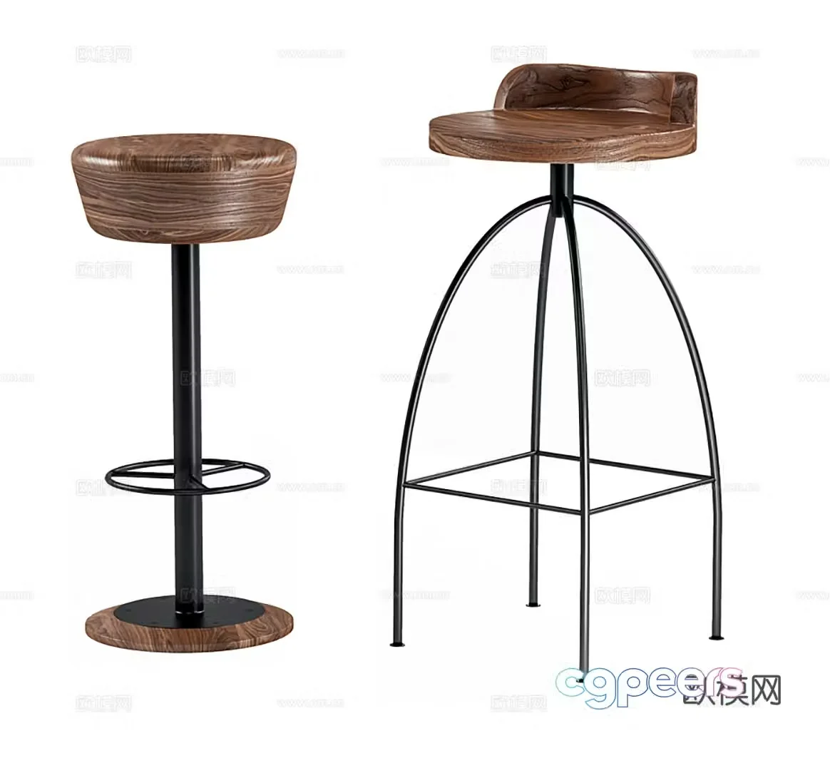 Bar chair combination modeling bar chair solid wood bar chair industrial bar chair industrial bar stool wooden bar chair 3D model