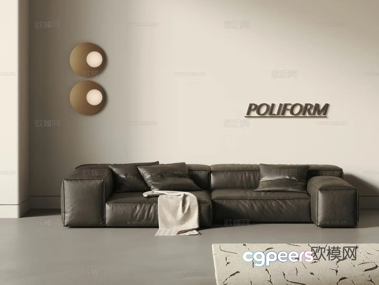 POLIFORM modern leather multiplayer sofa 3d model