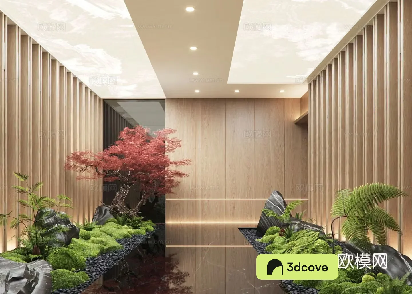 Modern indoor aisle landscaping
