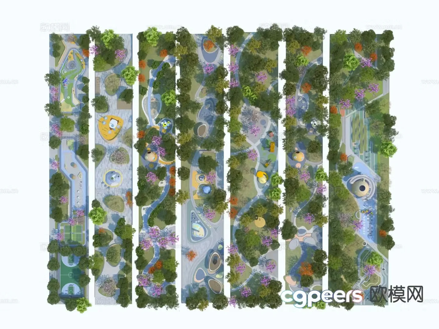 Park micro-topography landscaping climbing platform 3D model