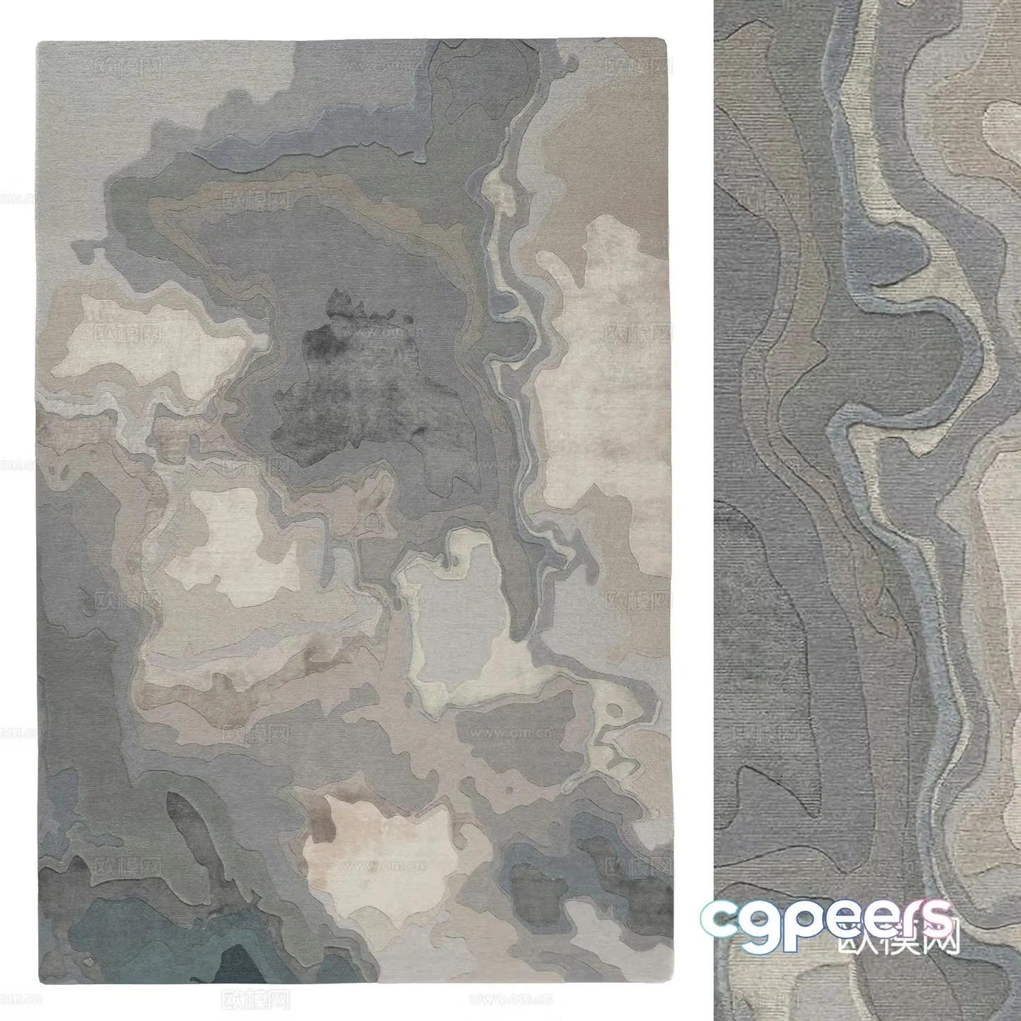 New Chinese carpet Ink painting carpet 3D model