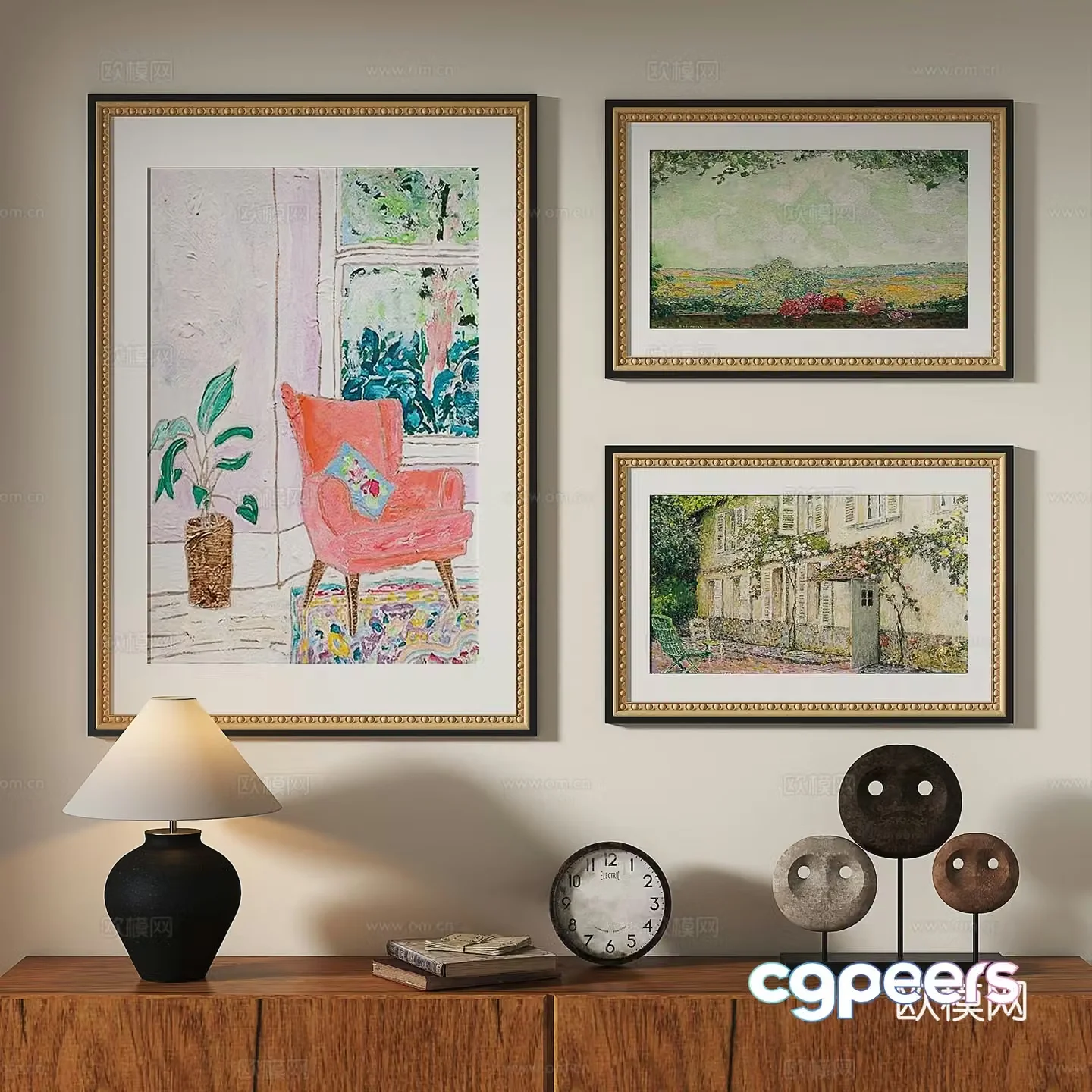 French retro oil painting modern European classical decorative painting 3d model