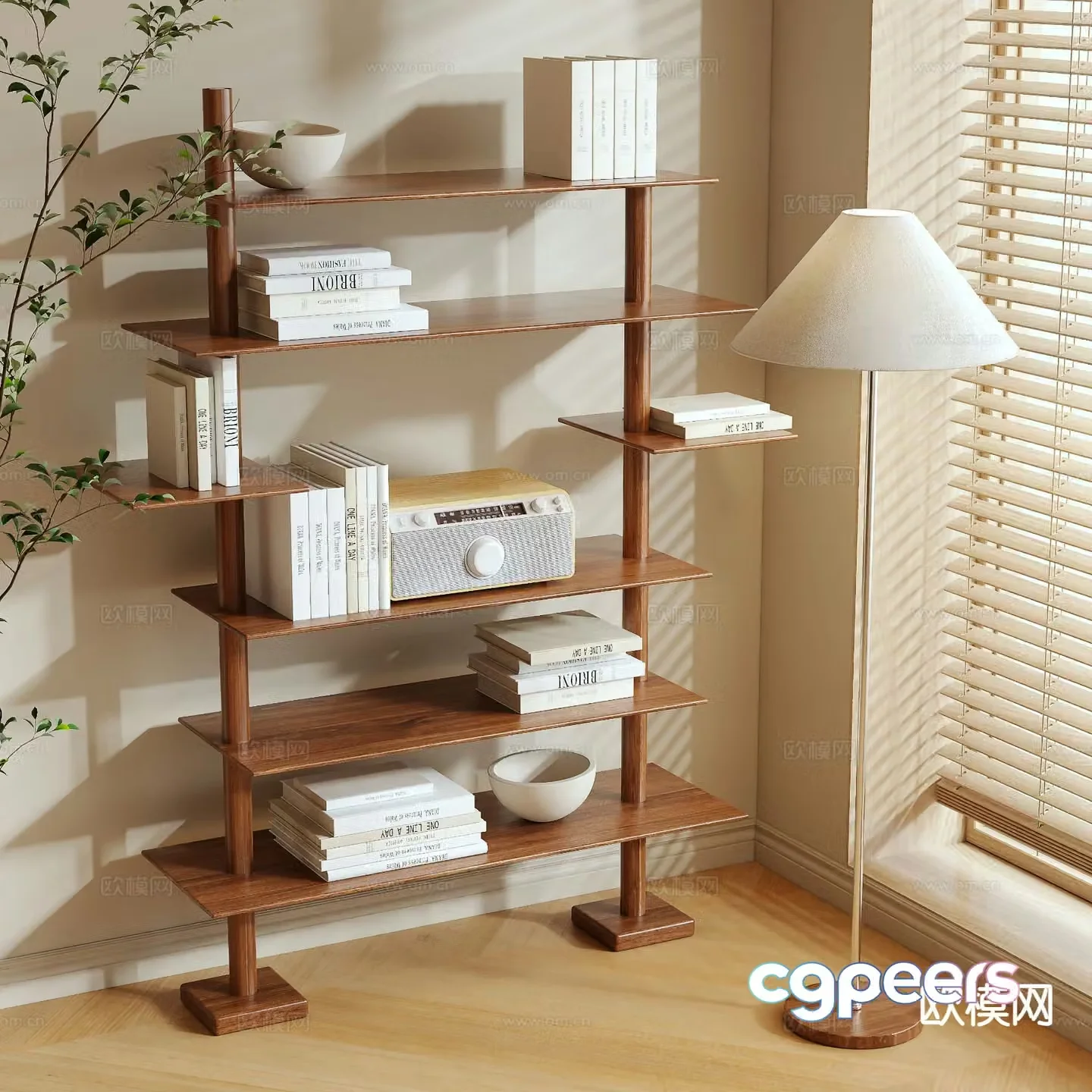 Log style storage rack Bogu rack 3D model