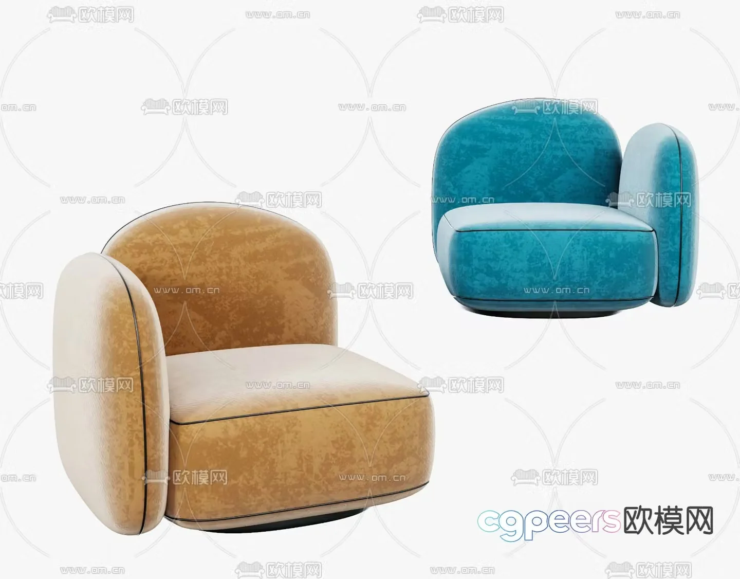 BAXTER fabric leisure sofa 3d model