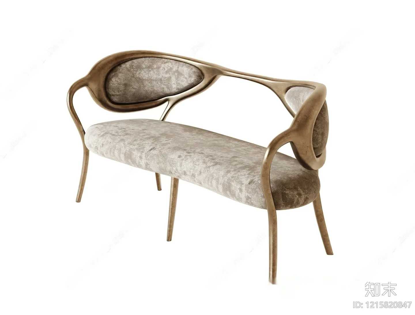 A Beige Bench With A Unique Design 3D Model – 9916 – VRAY Render