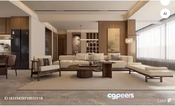 Modern Living Room 3D Model – 314 – VRAY Render