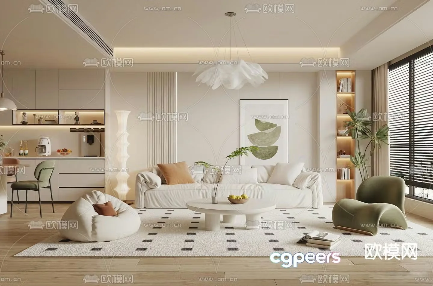 Creamy Style Restaurant 3D Model