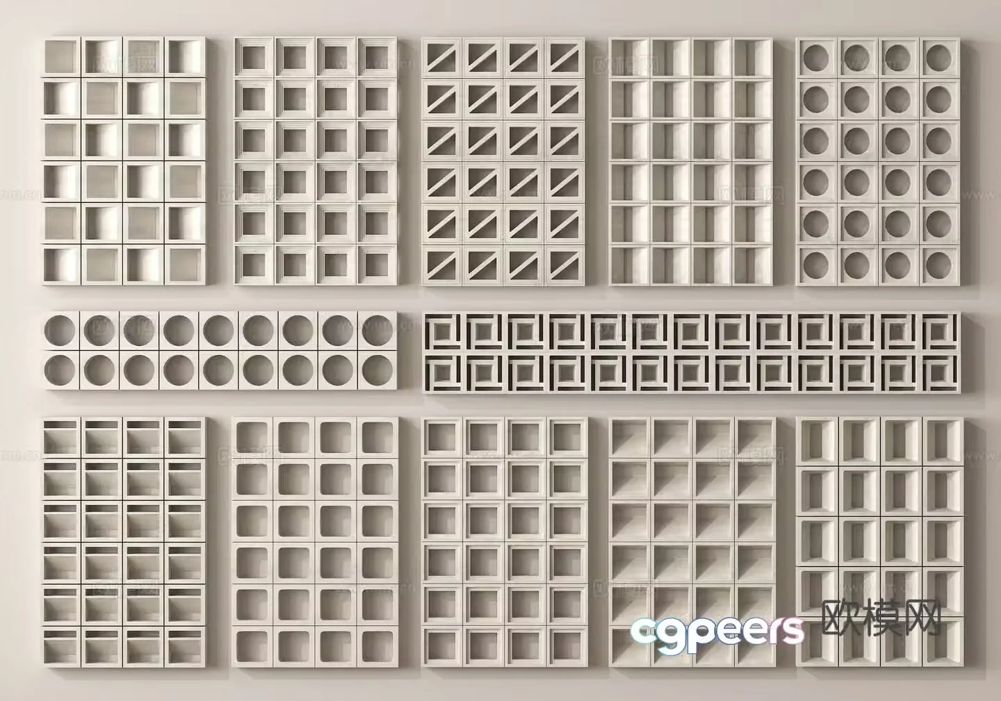 Cement brick partition hollow brick 3d model