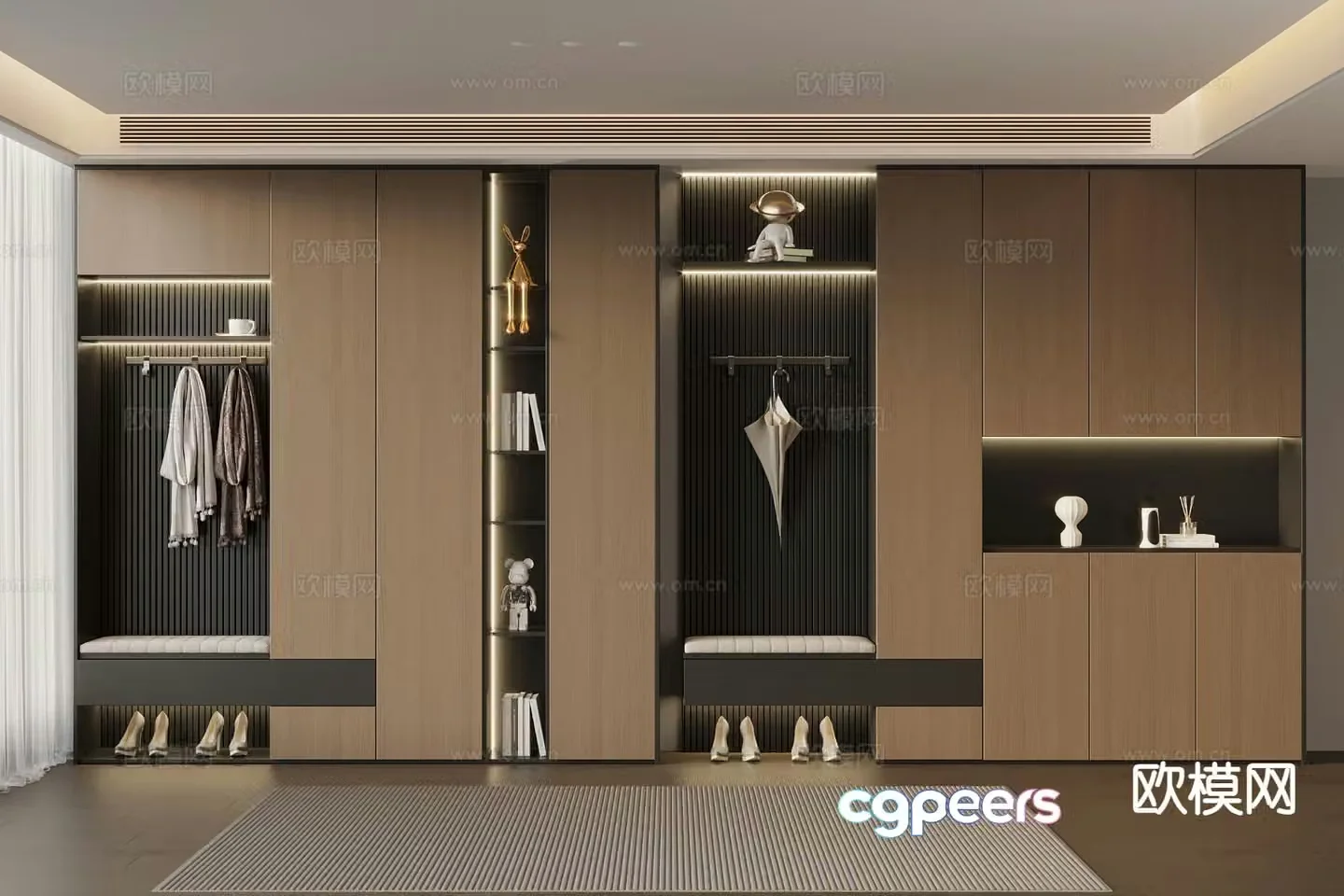 Italian minimalist shoe cabinet shoe and hat cabinet 3D model