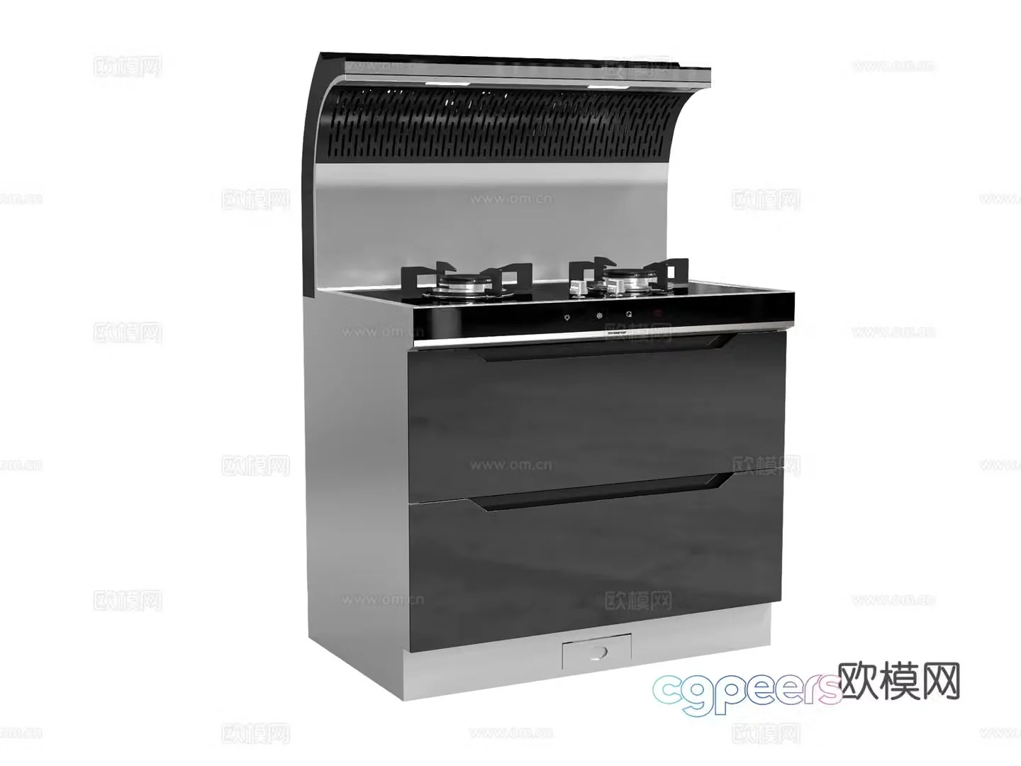 Modern integrated stove 3D model