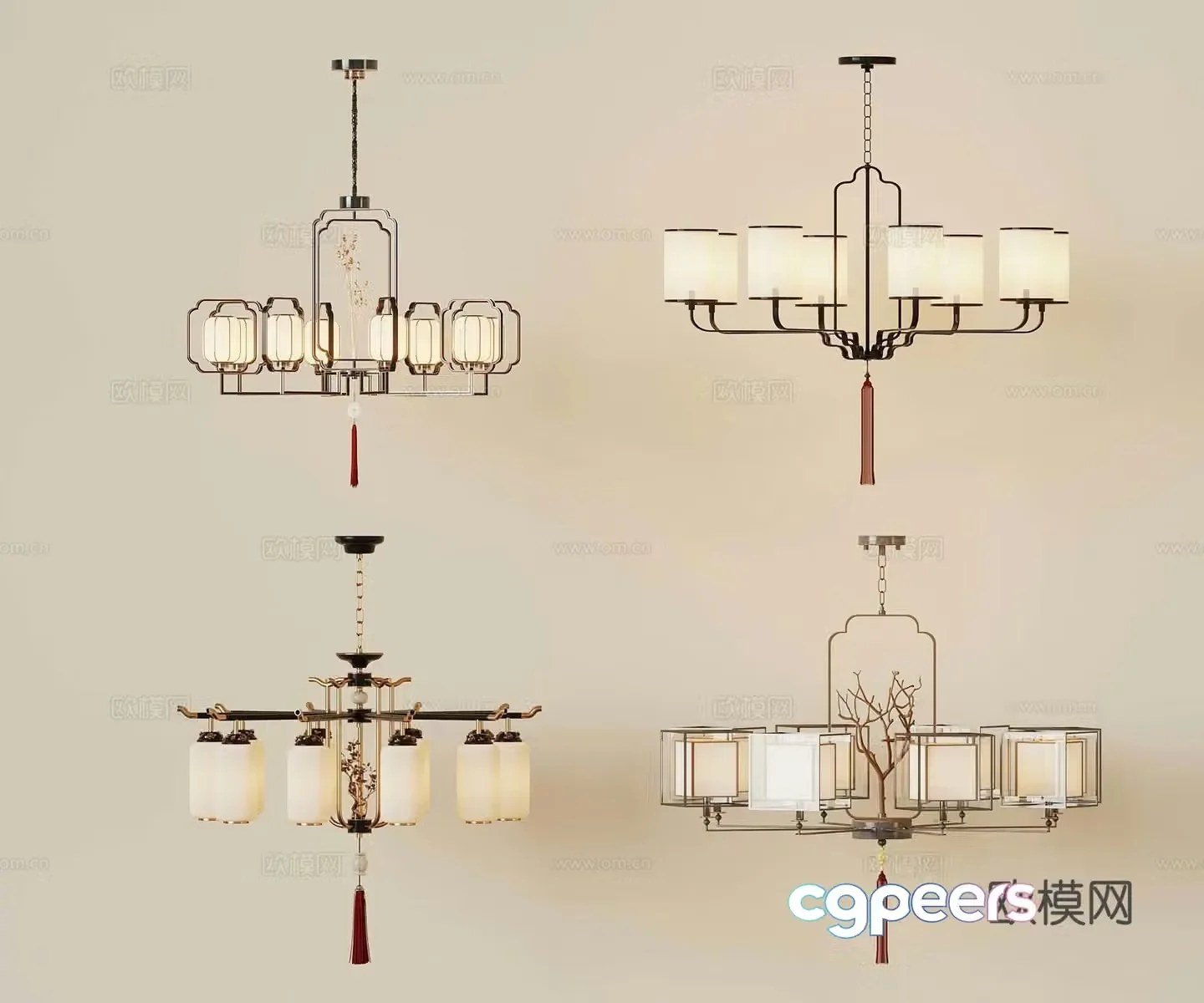 New Chinese Chandelier Restaurant Chandelier 3D Model