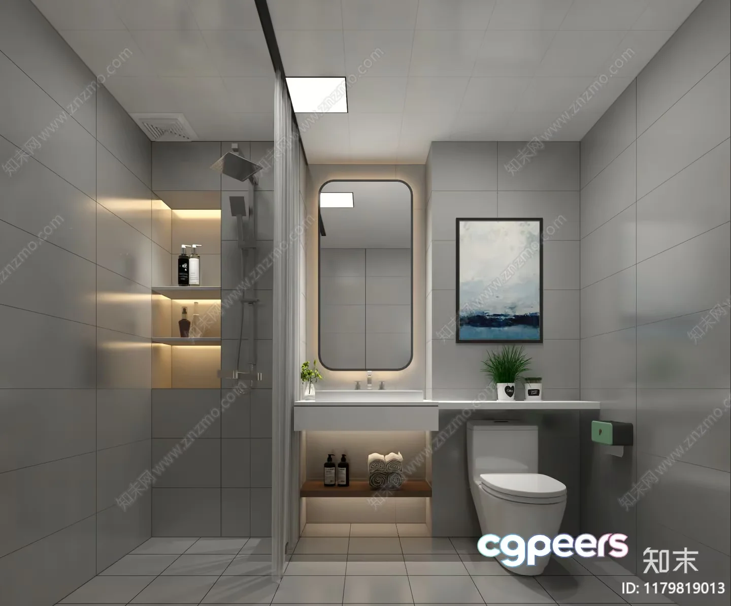 Modern Bathroom Space 3D Model – 20081 – VRAY Render