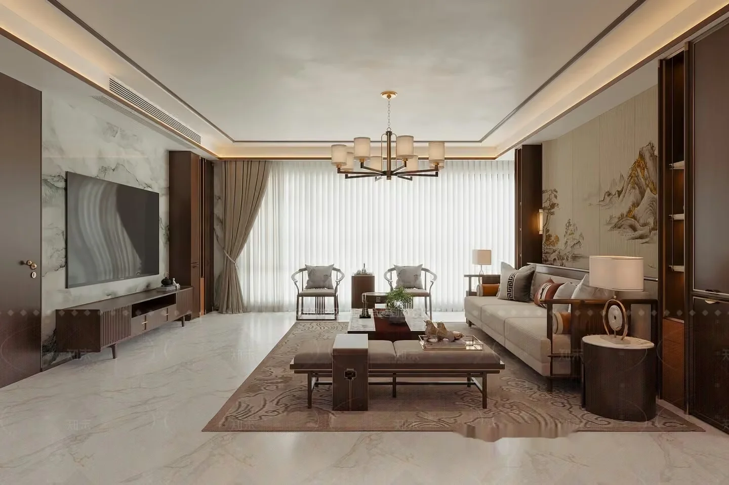 Modern Living Room 3D Model – 1713 – CORONA Render