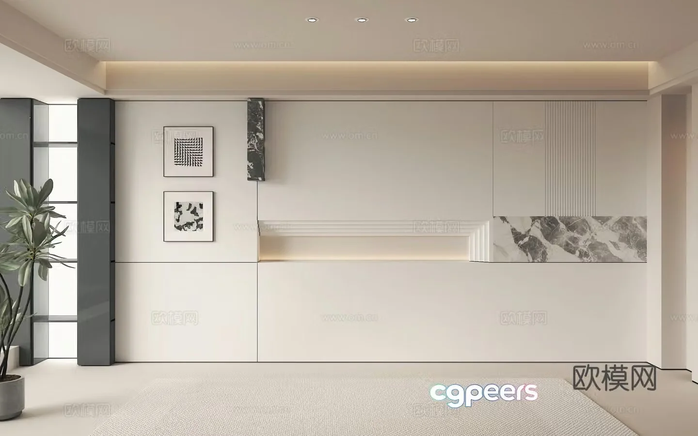 Modern background wall decorative 3d model