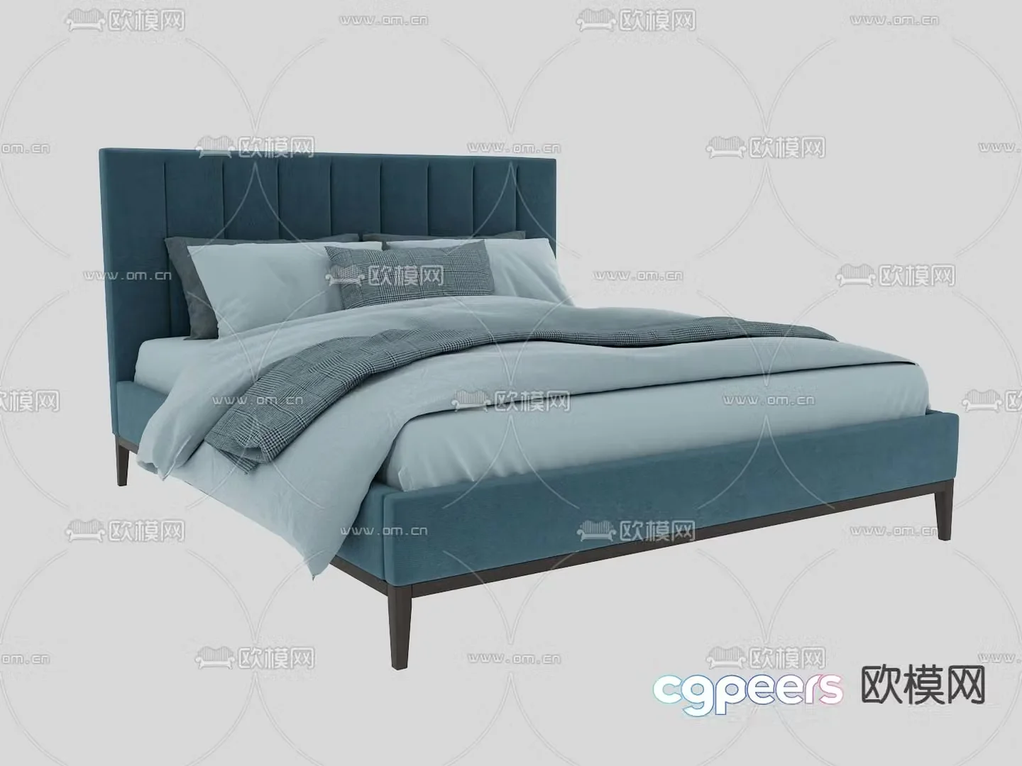 Fabric double bed 3d model