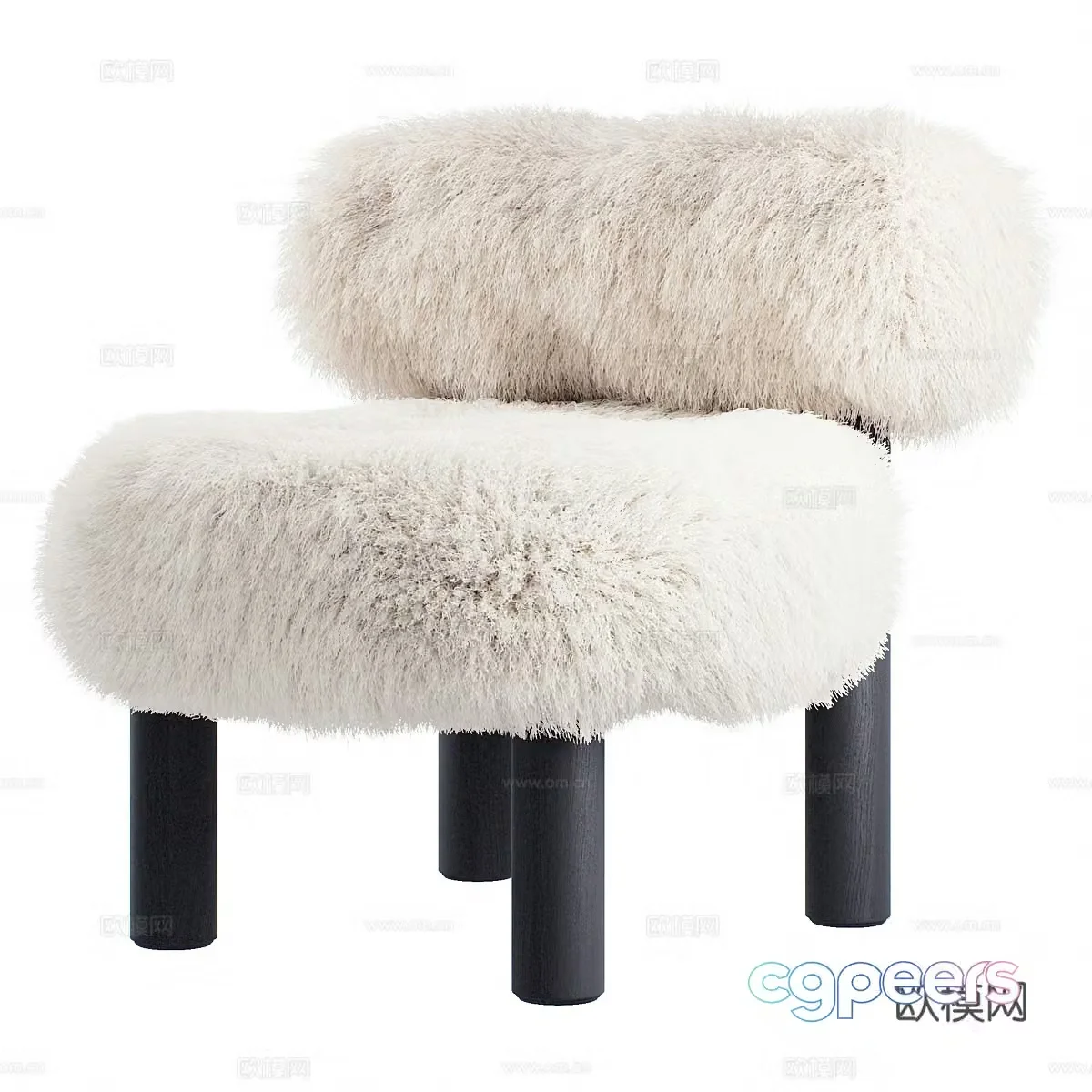Modern Italian cream style plush armchair 3d model