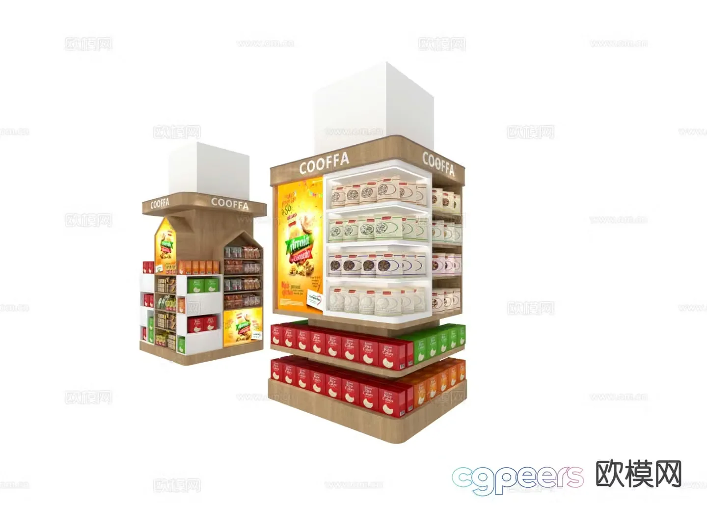 Modern shopping mall showcase shelves 3d model