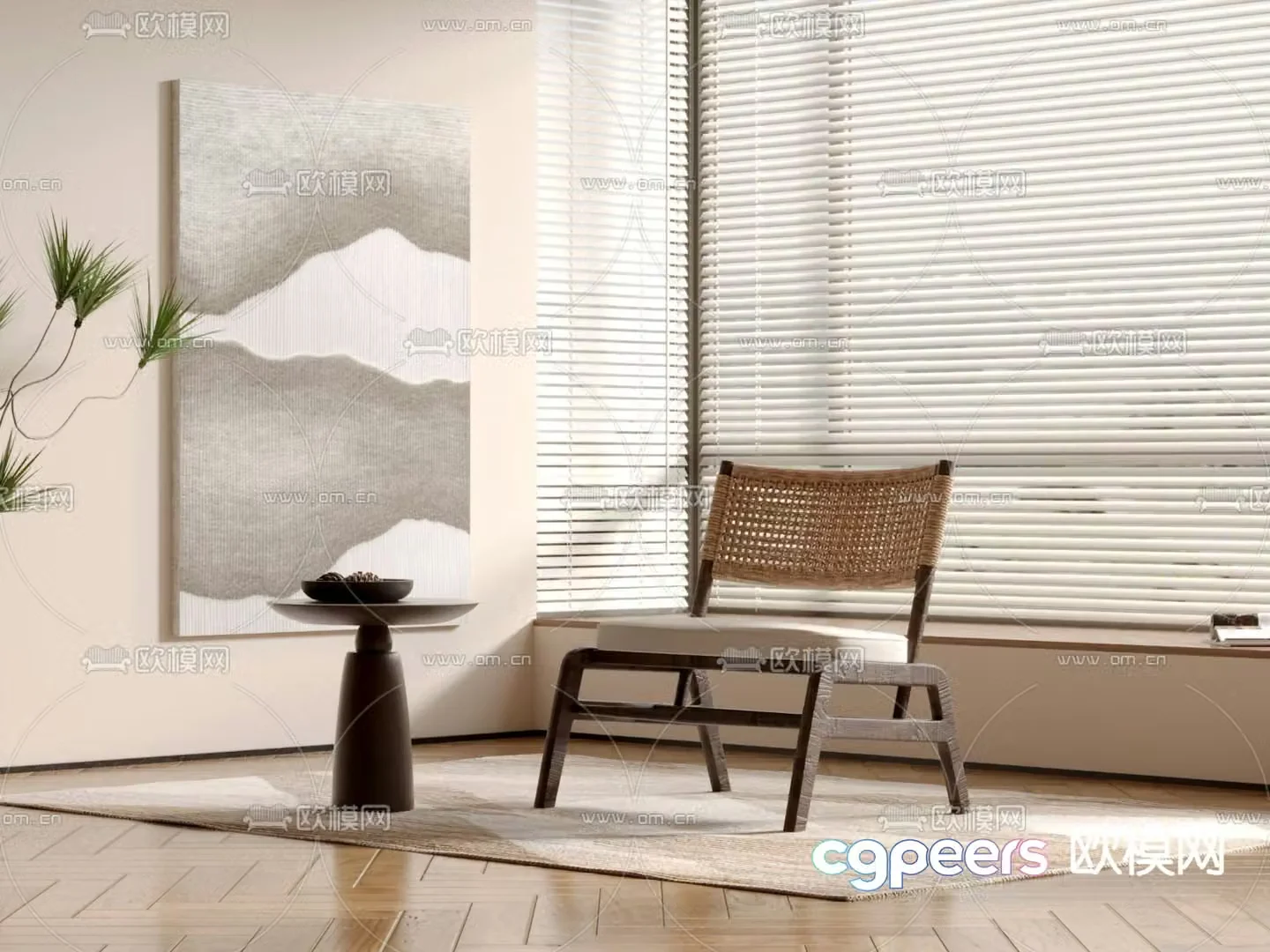 Wabi-sabi chair leisure chair 3d model