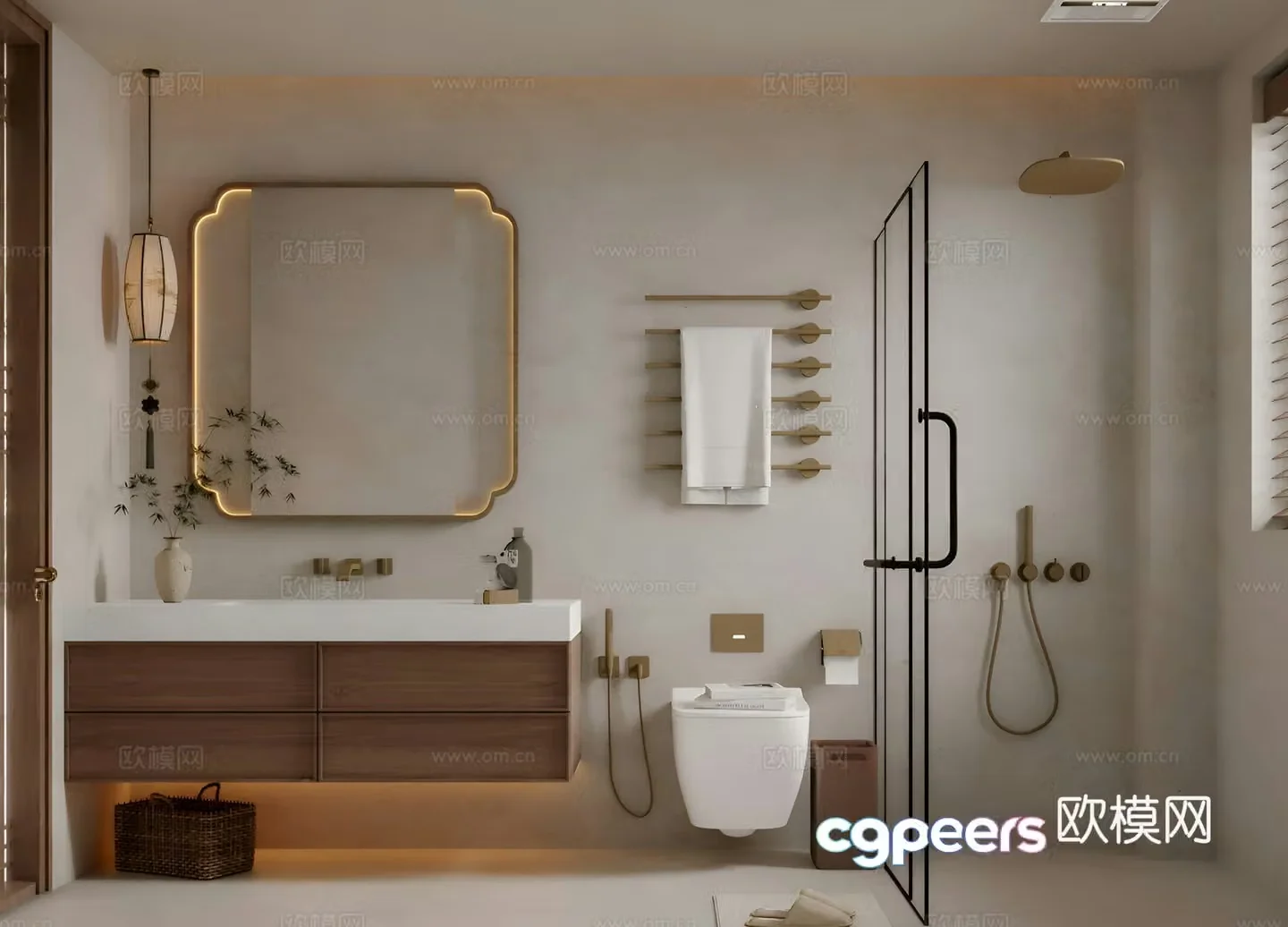 Zen retro bathroom Song family Zen bathroom 3d model
