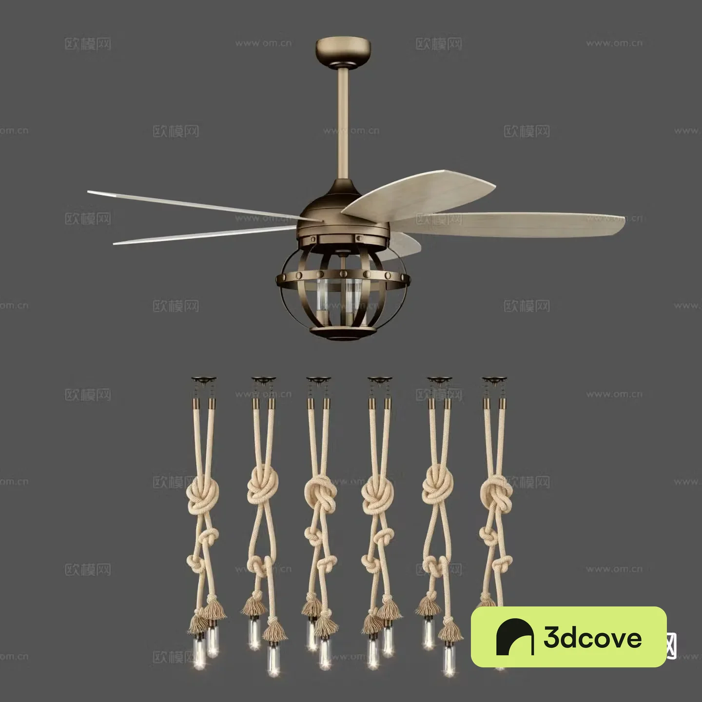 Industrial style ceiling fan light