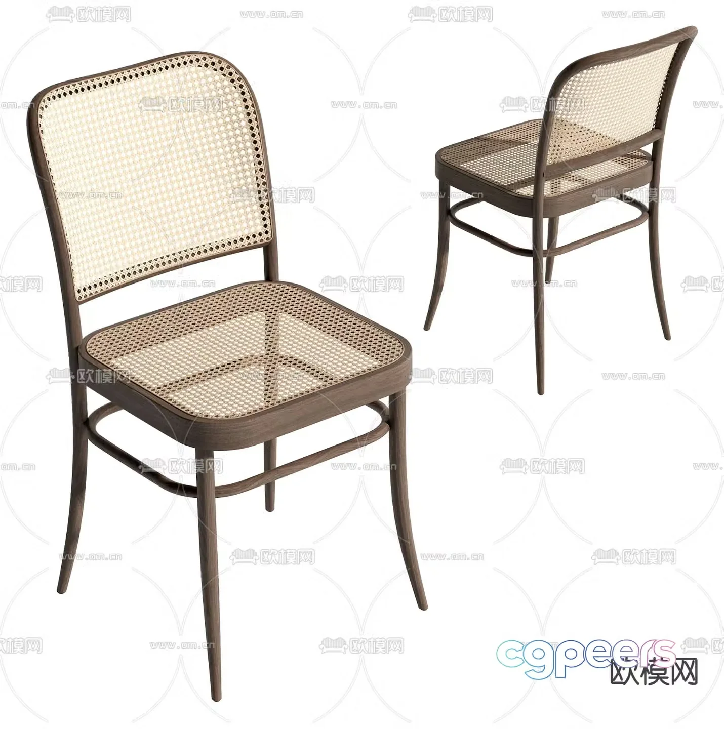 Wabi-sabi style dining chair chair rattan chair 3d model