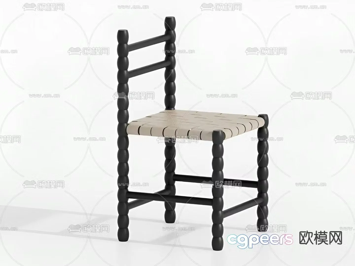 French single chair dining chair 3d model