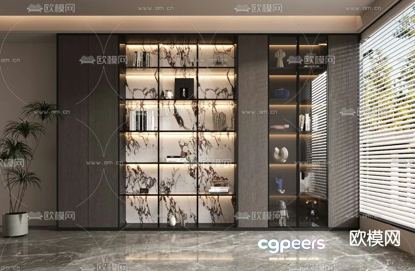 Modern decorative cabinet bookcase 3d model
