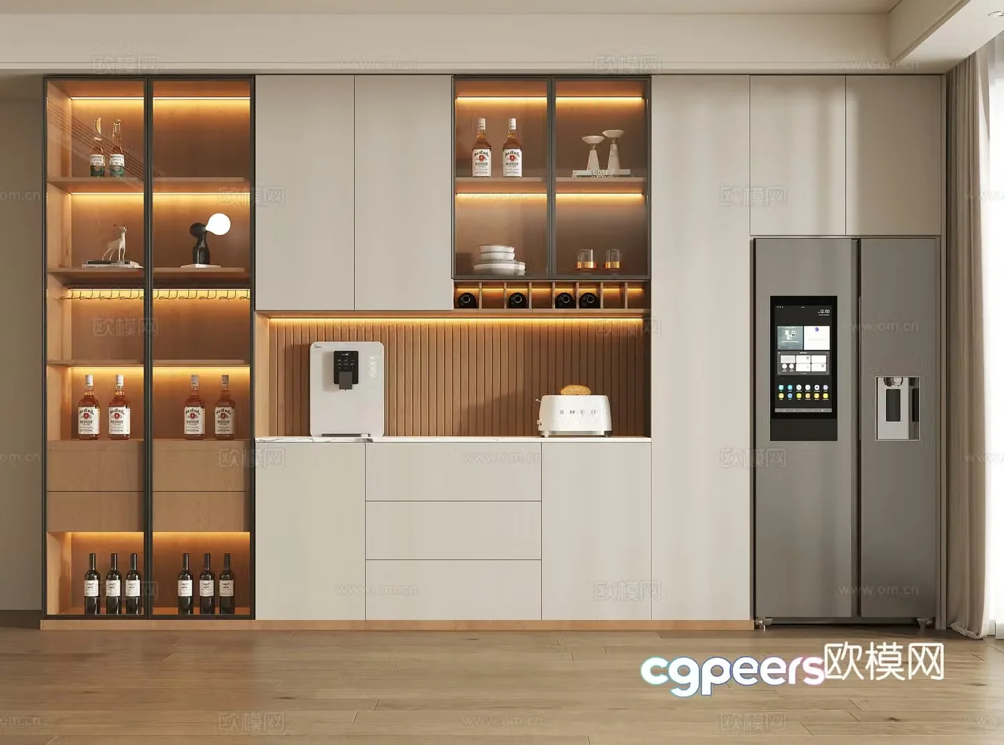 Modern sideboard wine cabinet sideboard sideboard ornaments wine cabinet refrigerator cabinet wine cabinet 3D model