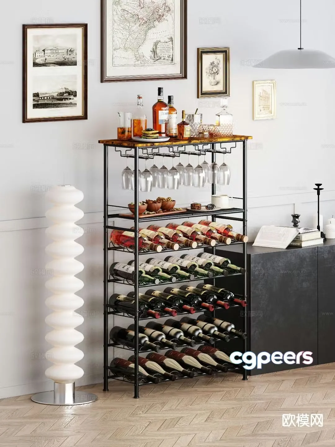 French wine bottle rack wine rack 3d model