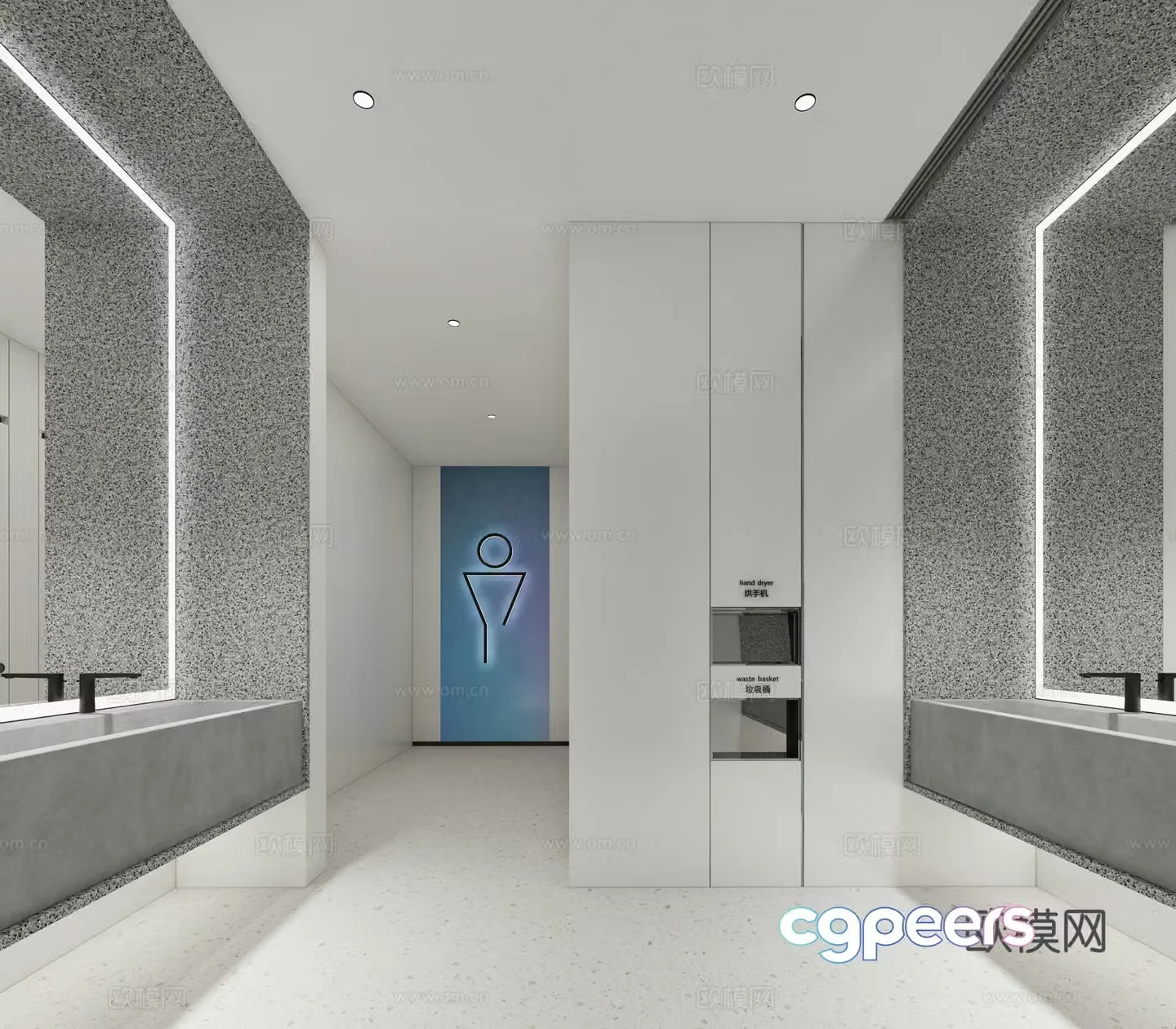 Modern public restroom shopping mall restroom 3d model