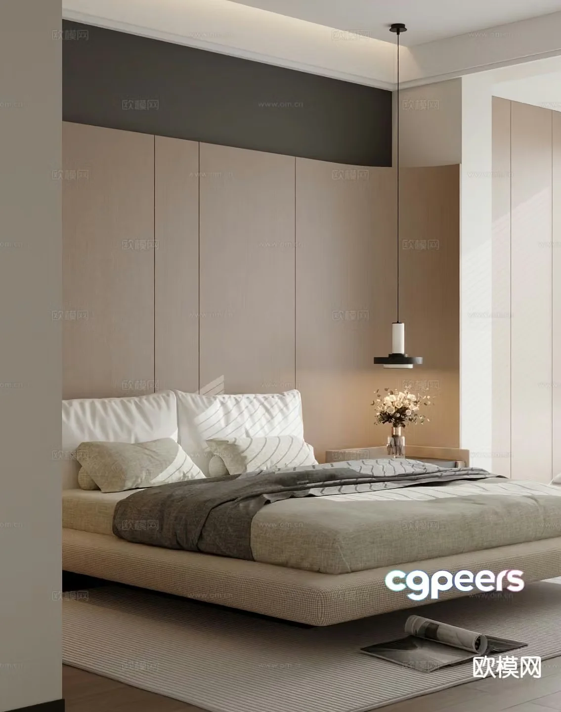 Modern double bed 3d model