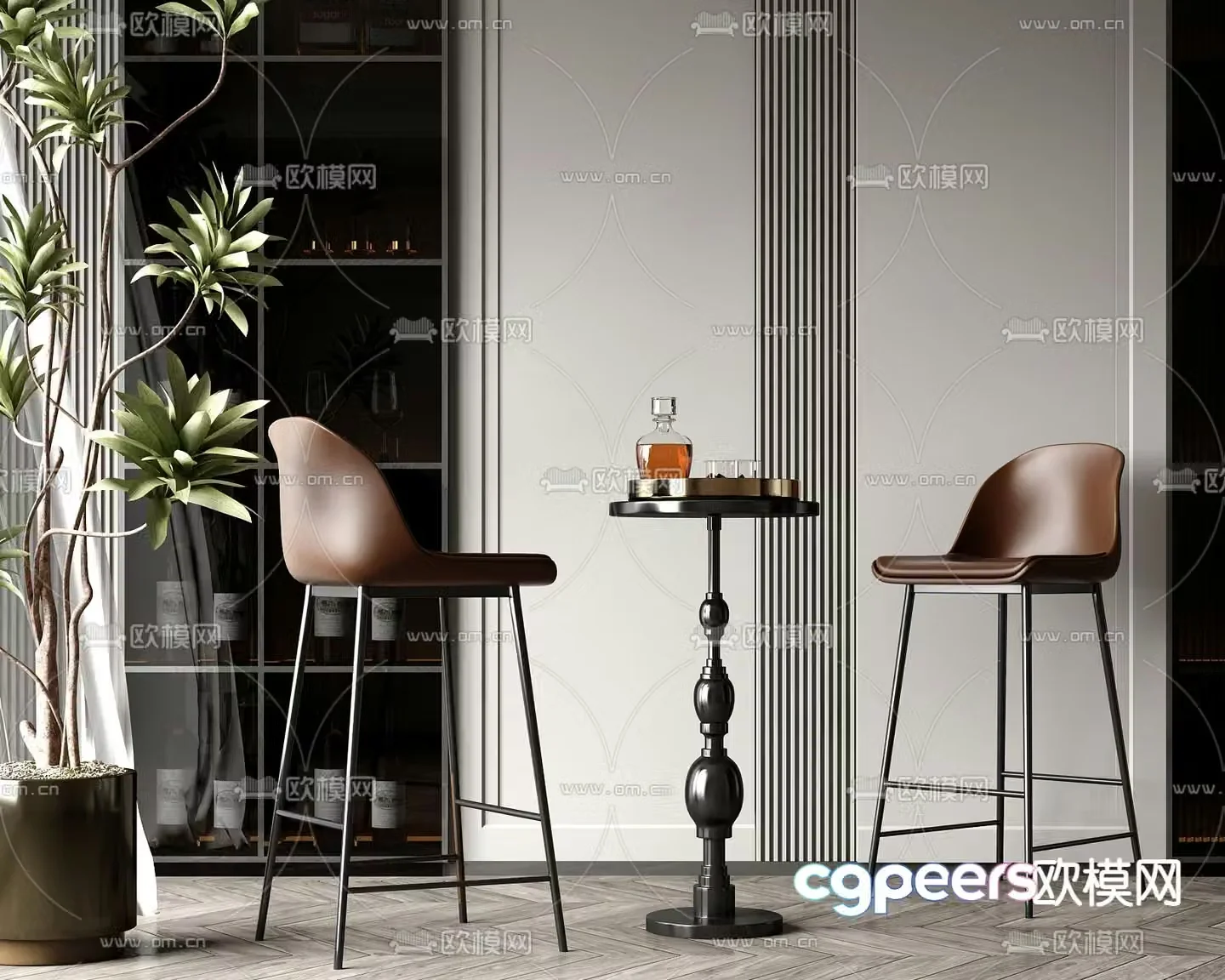 Light luxury wine tasting area bar 3D model