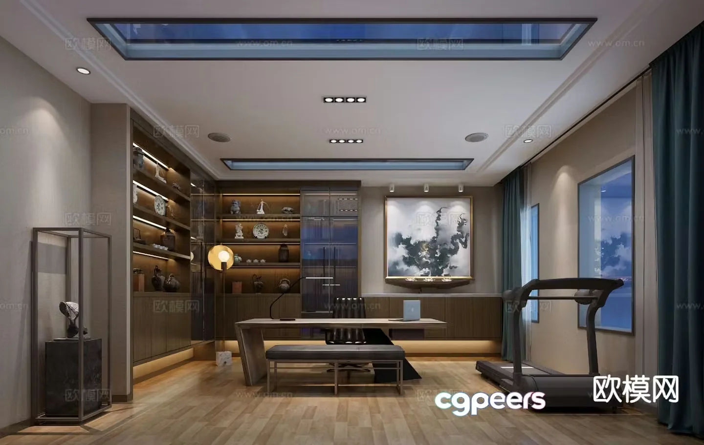 New Chinese style study 3D model