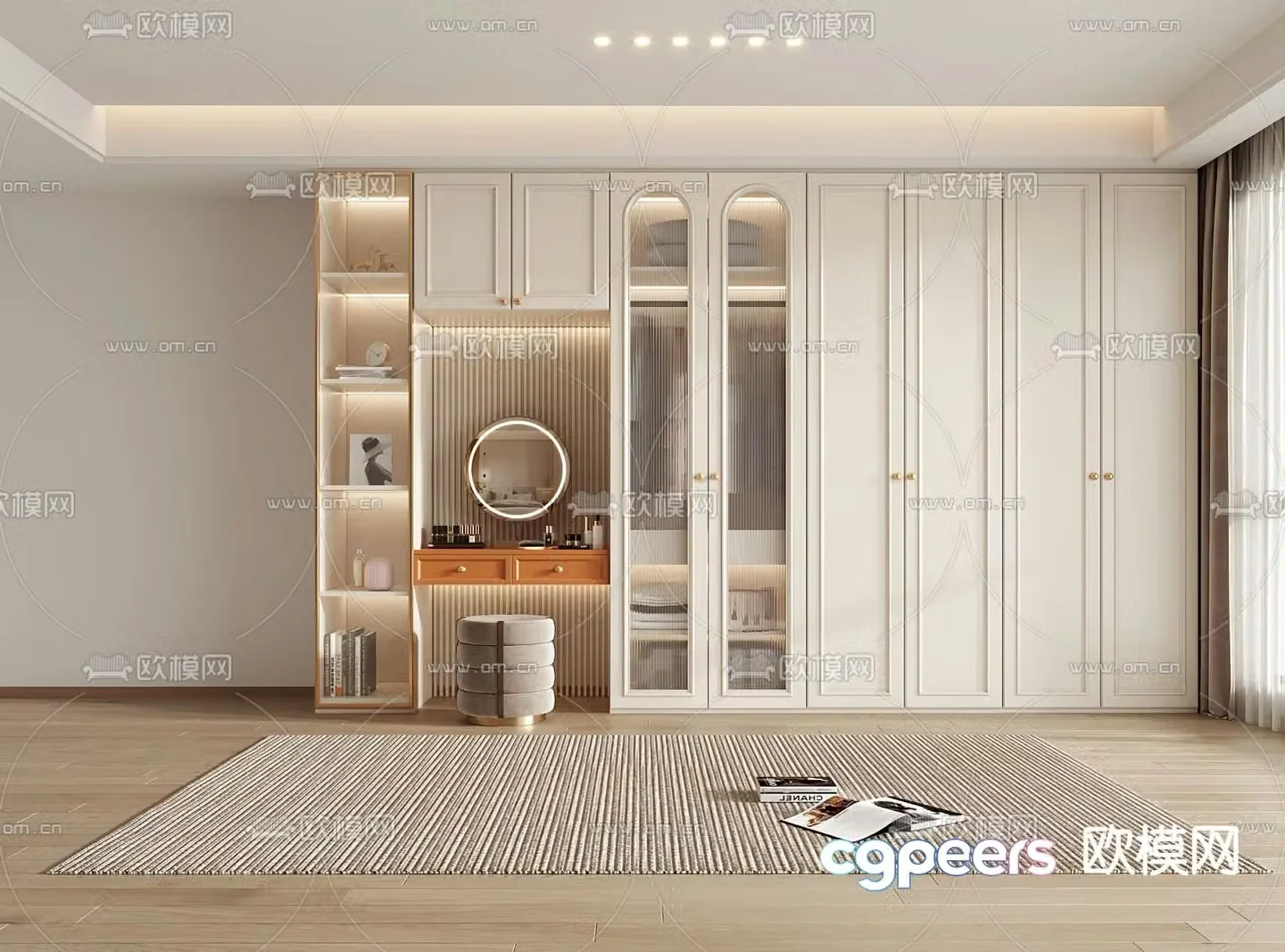 Simple European Wardrobe Wardrobe 3D model