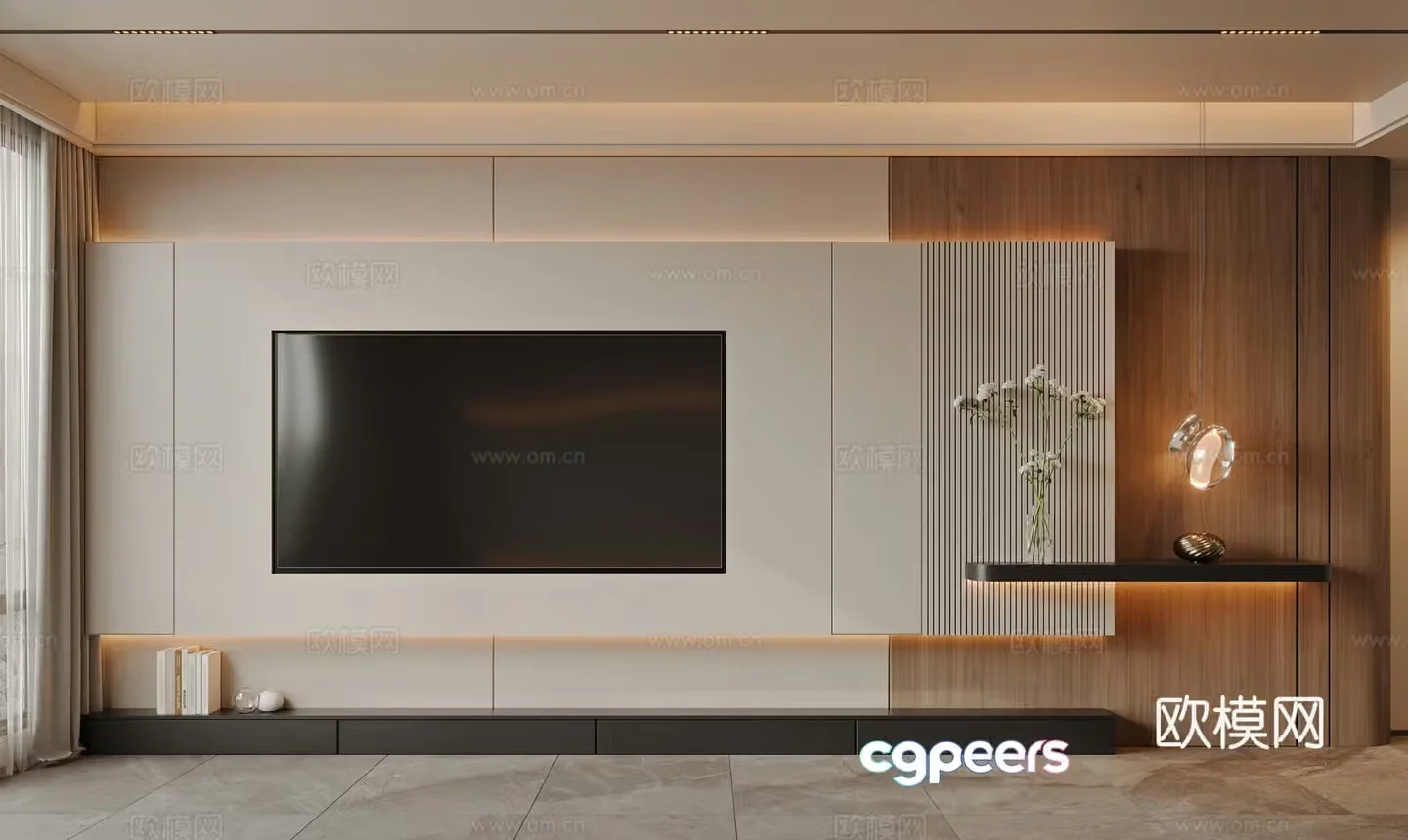 Modern TV background wall TV integrated wall cabinet 3d model