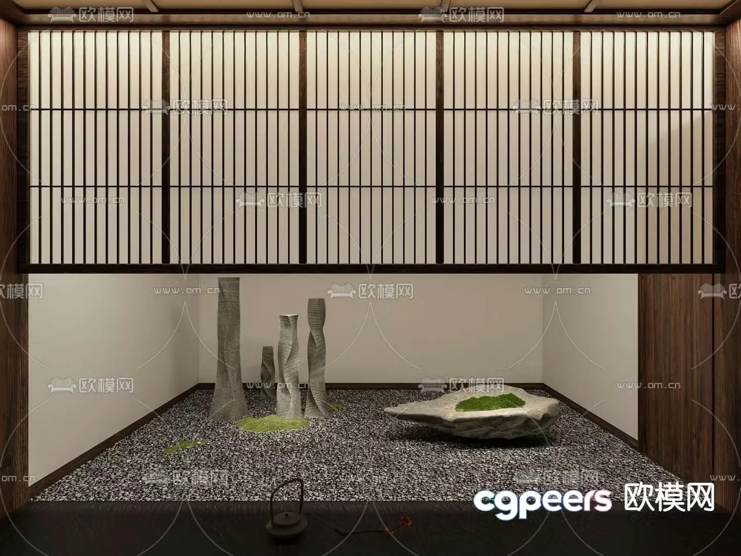 New Chinese style indoor landscaping landscape sketch 3D model