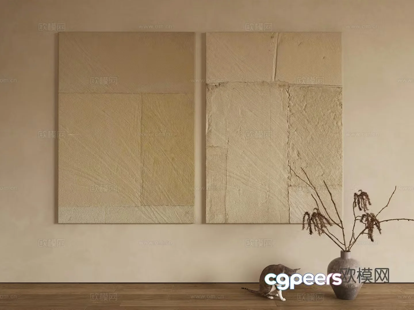 Modern texture painting decorative painting 3d model