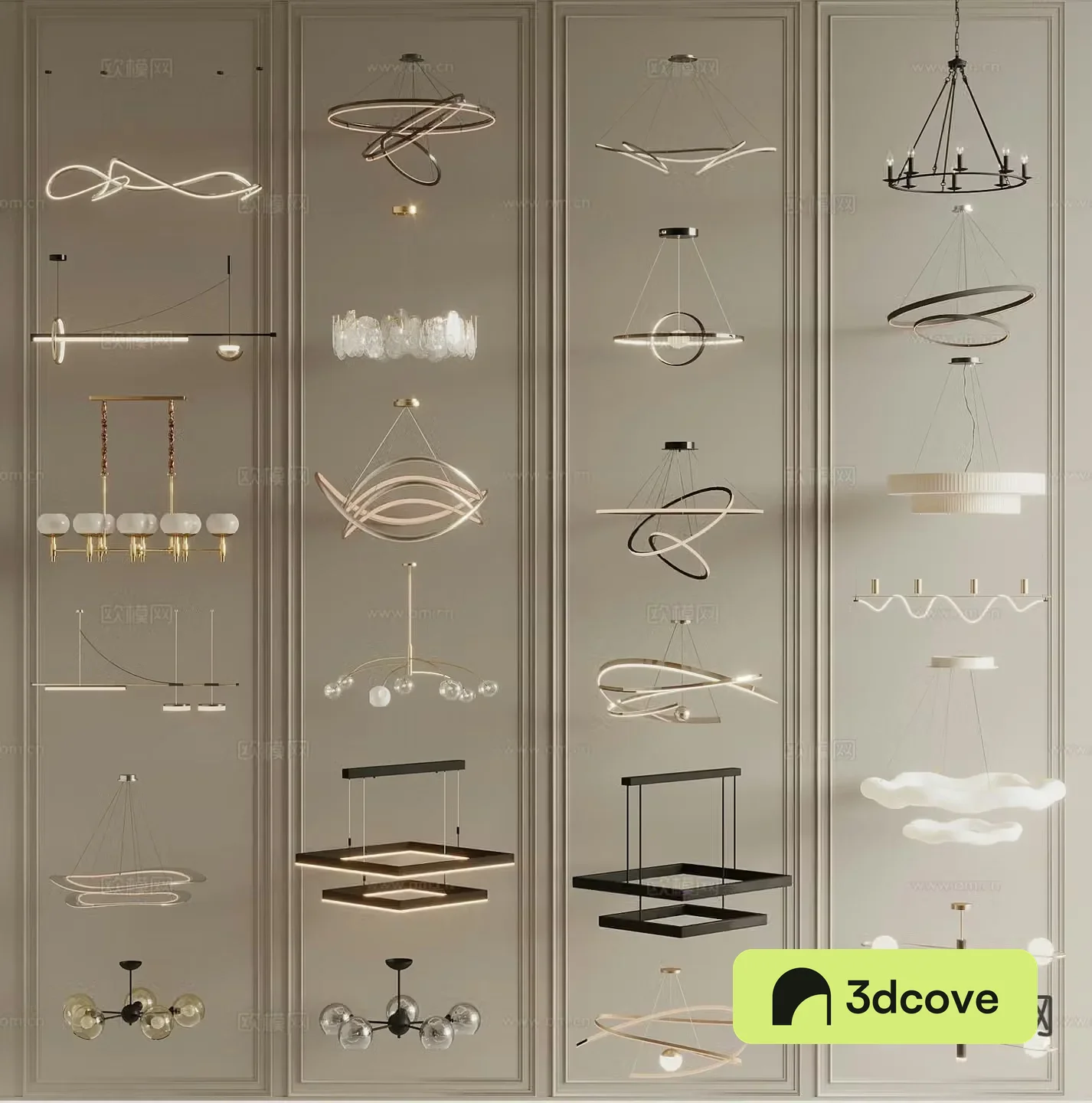 Light luxury chandelier straight chandelier dining room lamp