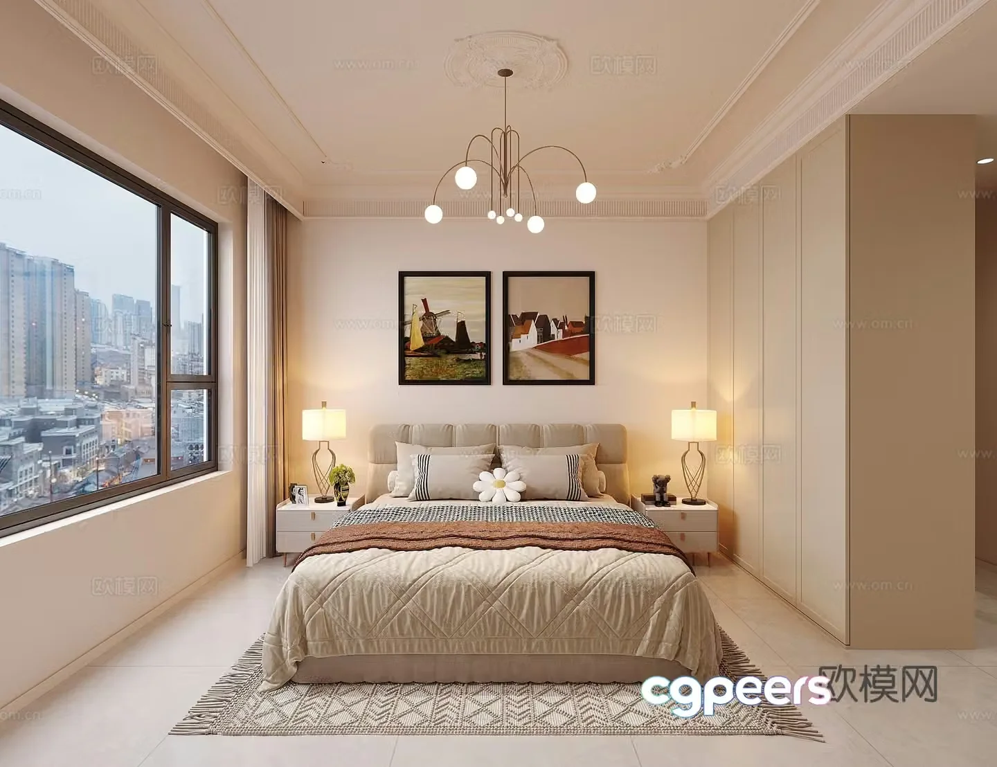 French simple bedroom 3d model