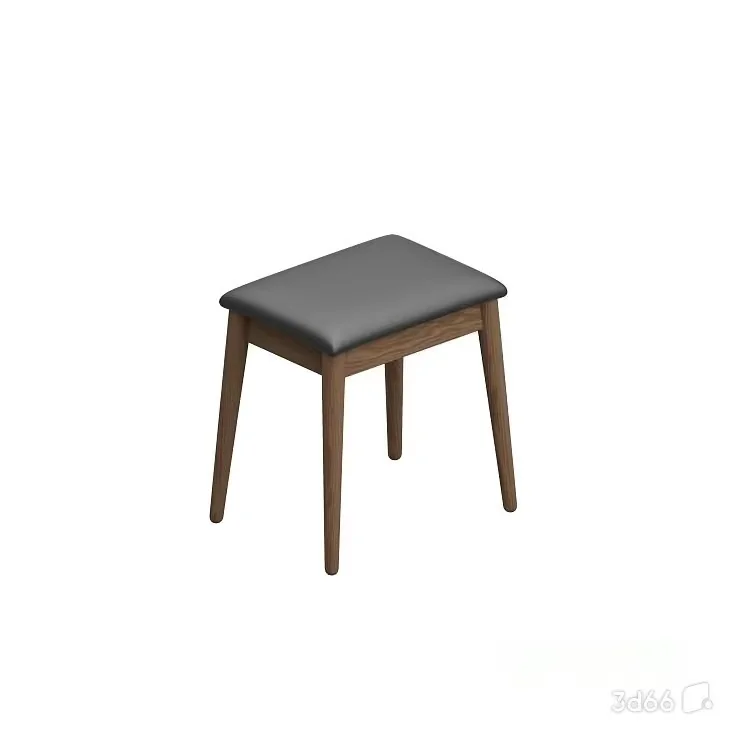 A Wooden Stool With A Gray Cushion 3D Model – 21244 – VRAY Render