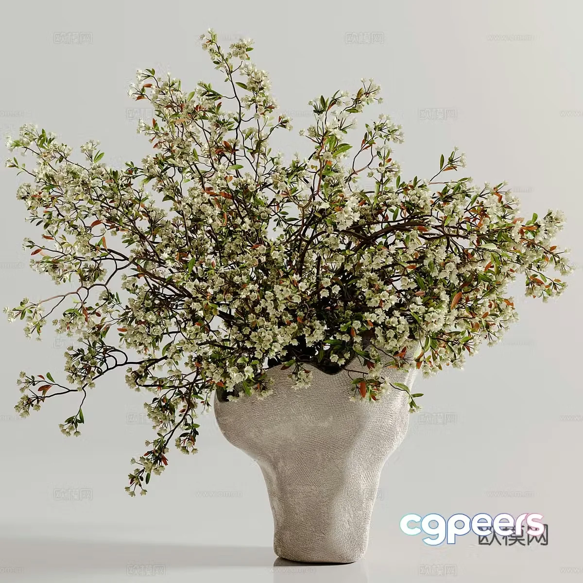 New Chinese style waive vase flower art 3D model