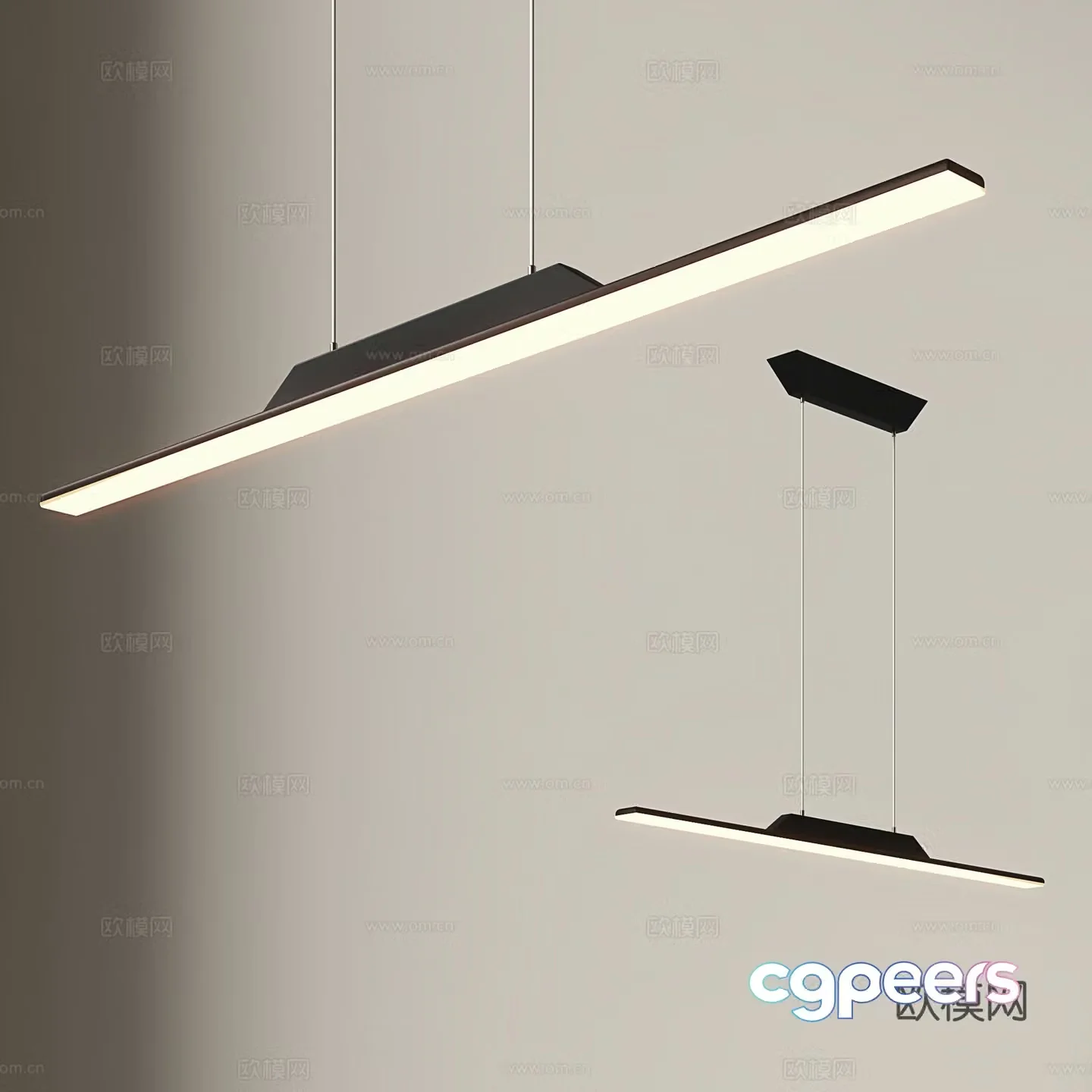 Modern restaurant chandeliers simple study chandeliers light luxury long chandeliers Nordic bar chandeliers 3D model