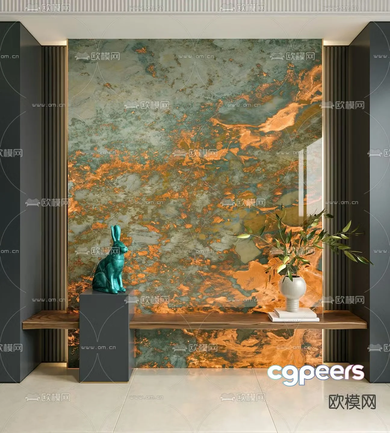 Translucent marble luxury stone background wall 3D model