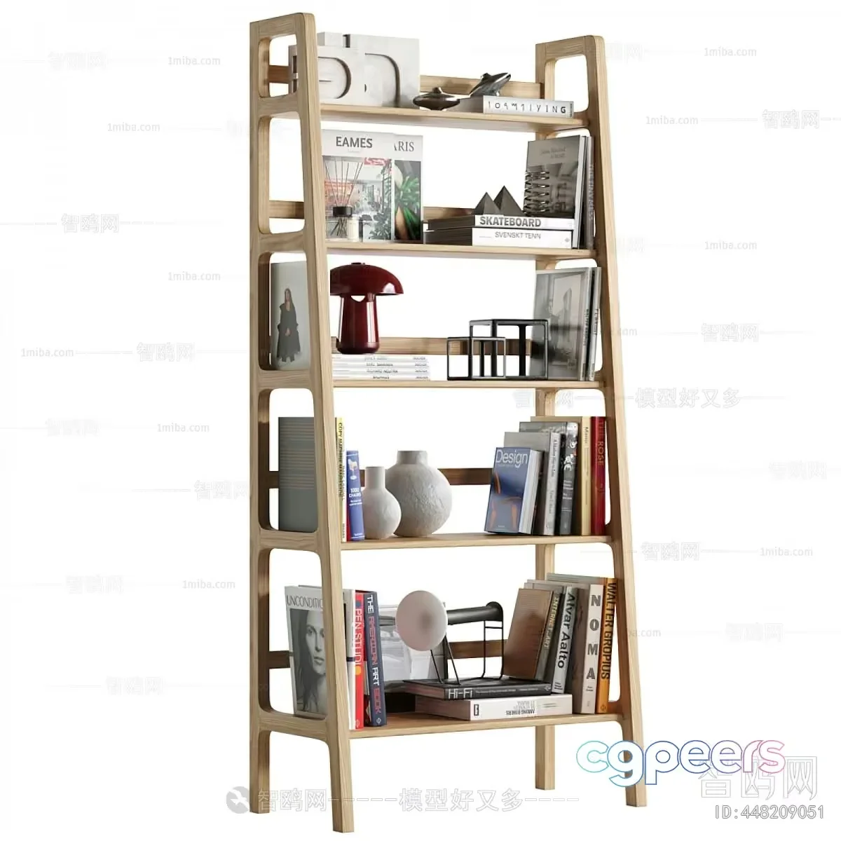 A Wooden Bookshelf 3D Model – 4076 – VRAY Render